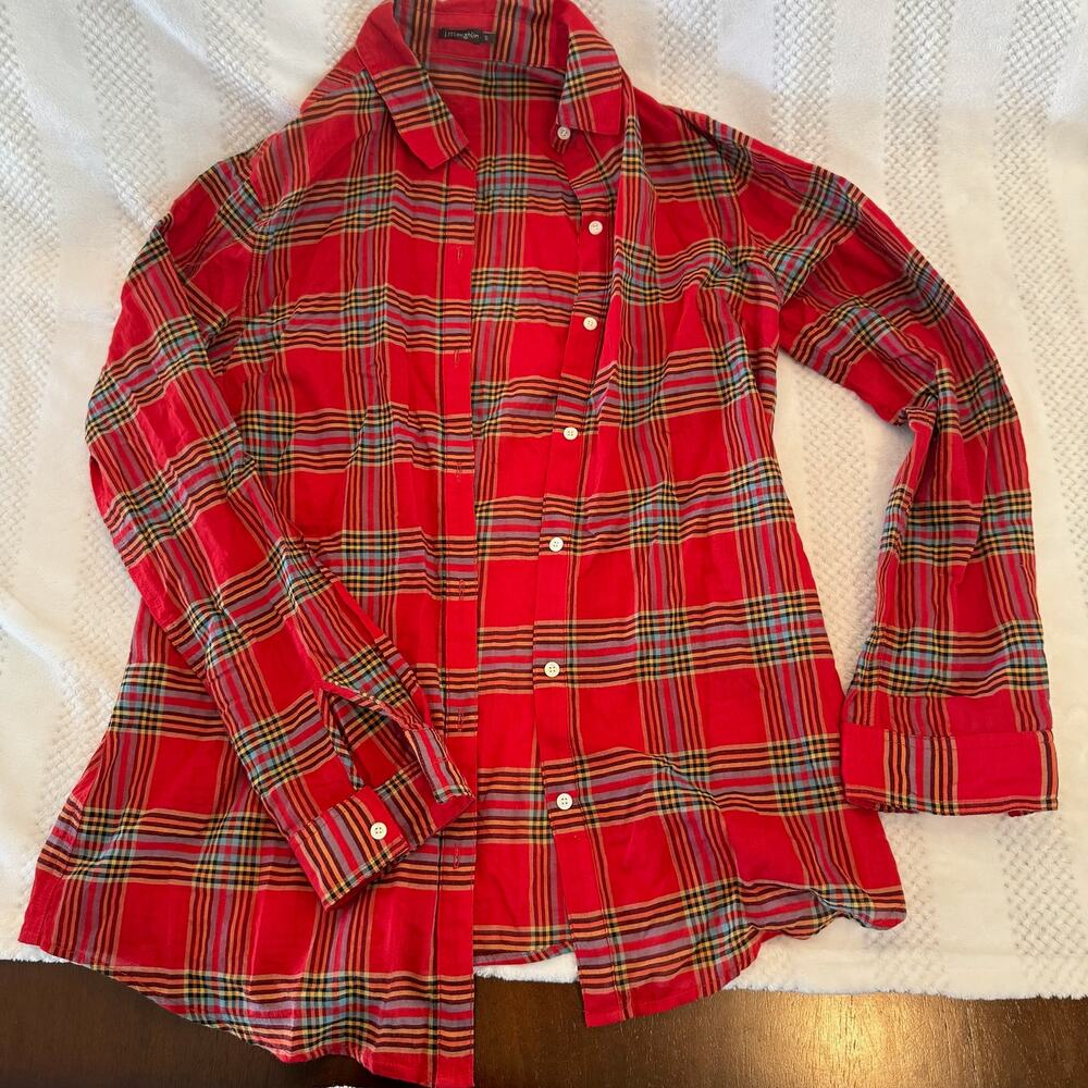 new j. mclaughlin plaid button up shirt size small S